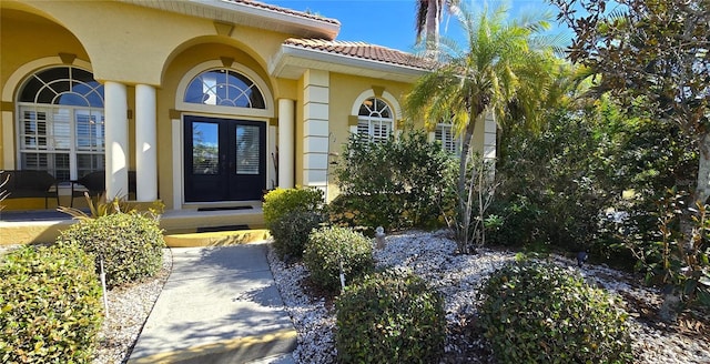 doorway to property with french doors