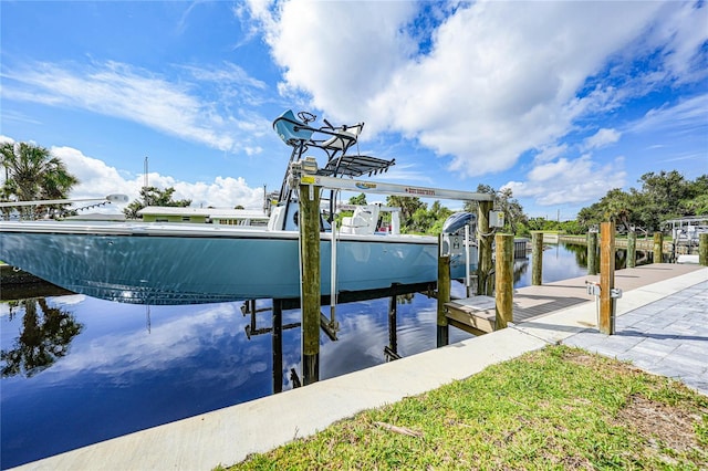 view of dock featuring a water view