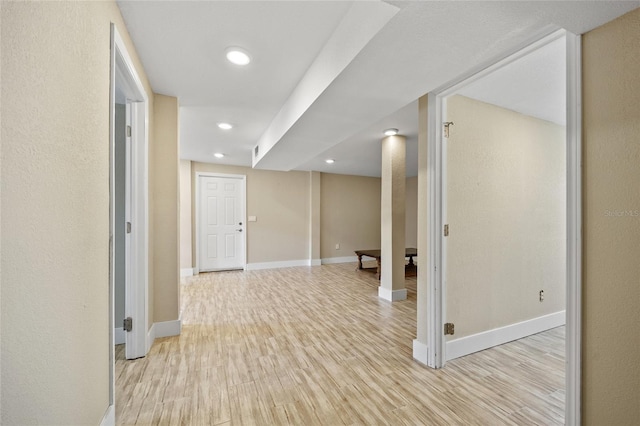 hall featuring light wood-type flooring