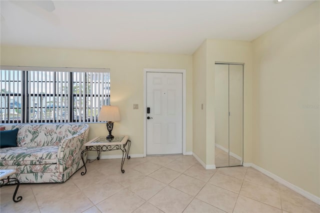 entrance foyer featuring light tile patterned floors