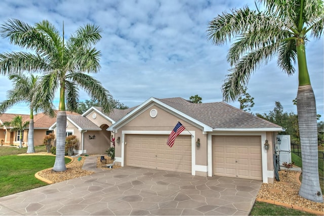 ranch-style home with a garage