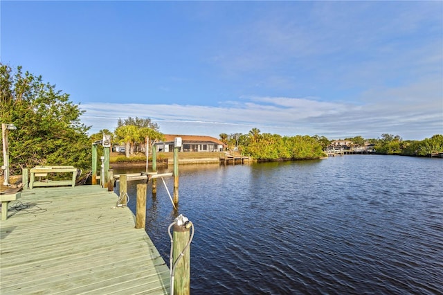 view of dock featuring a water view