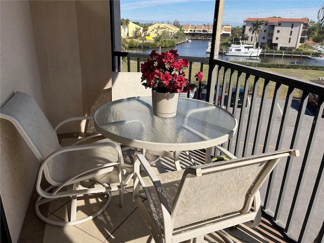 balcony with a water view