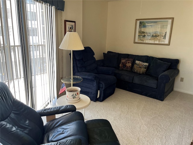 view of carpeted living area