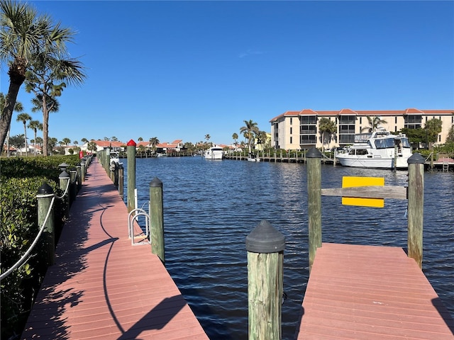 view of dock featuring a water view