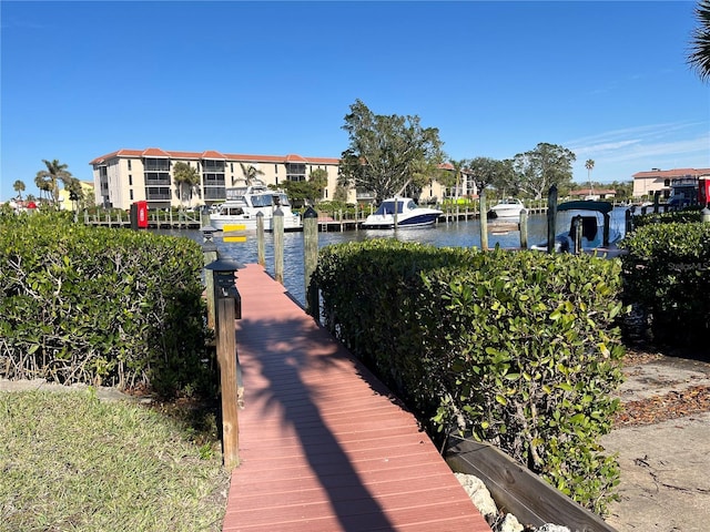 dock area featuring a water view