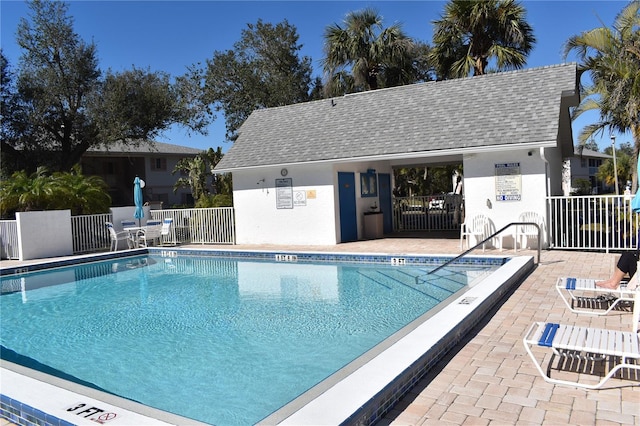 view of swimming pool featuring a patio