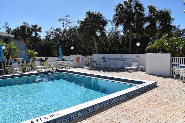 view of pool featuring a patio