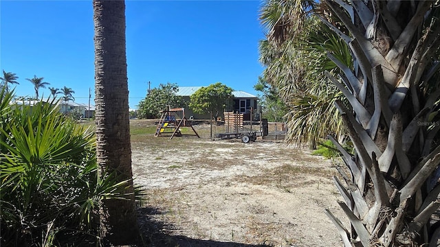 view of yard with a playground