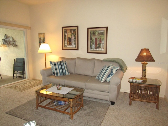 living room featuring carpet flooring