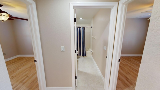 hall featuring light wood-type flooring