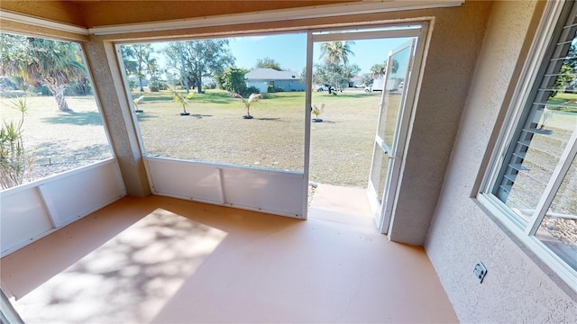 view of unfurnished sunroom