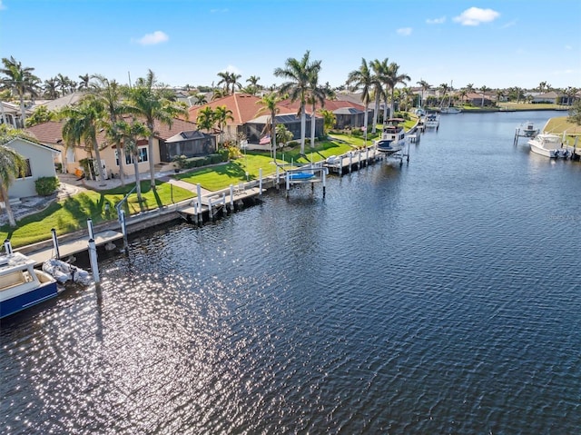 property view of water featuring a dock