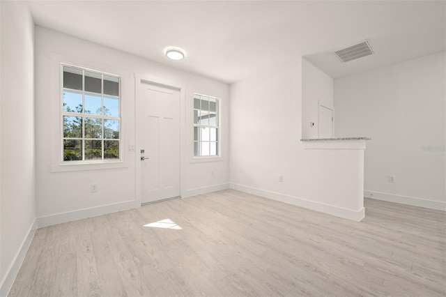 foyer entrance with light wood-type flooring