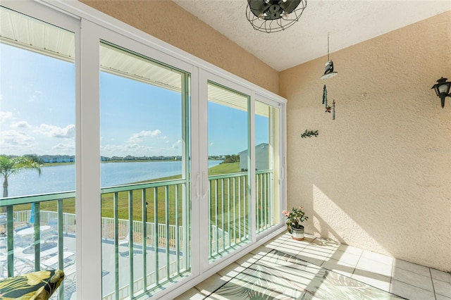 balcony with a water view