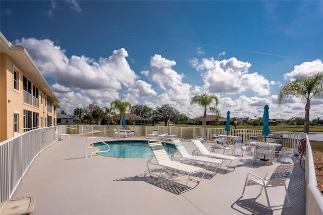 view of pool featuring a patio area