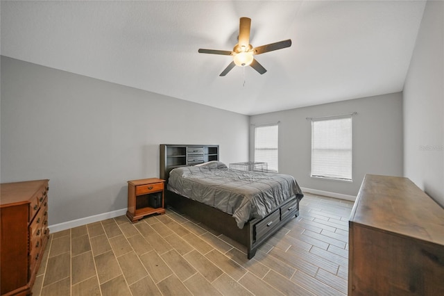 bedroom featuring ceiling fan