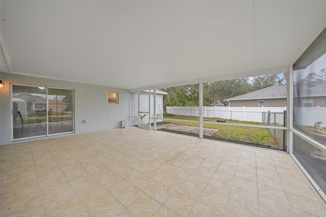 view of unfurnished sunroom