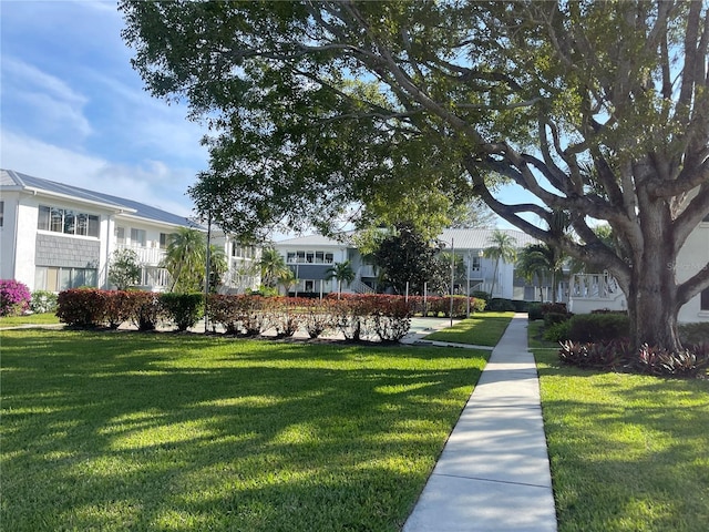 view of community with a residential view and a yard