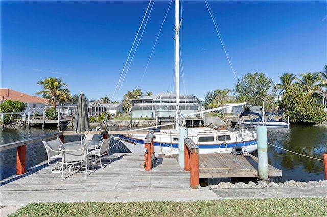 view of dock featuring a water view