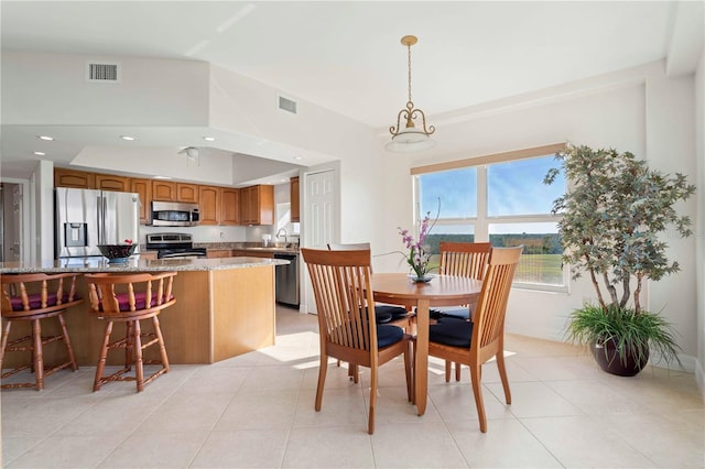 view of tiled dining area