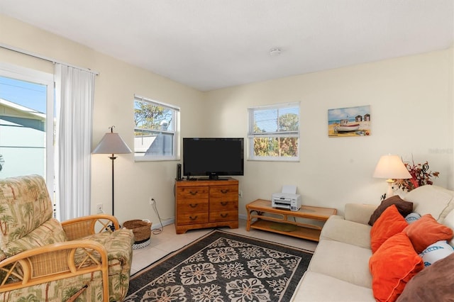 view of tiled living room