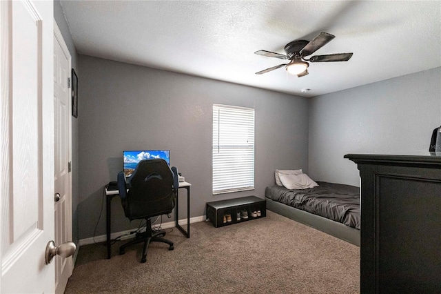 bedroom with carpet and ceiling fan