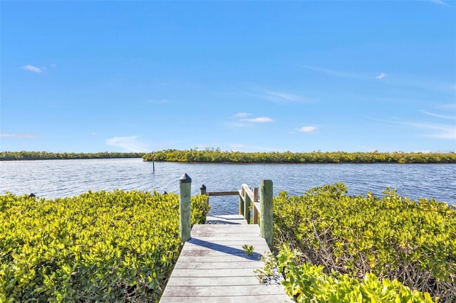 view of dock featuring a water view