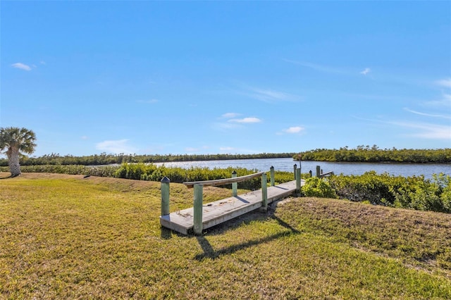 view of yard with a water view