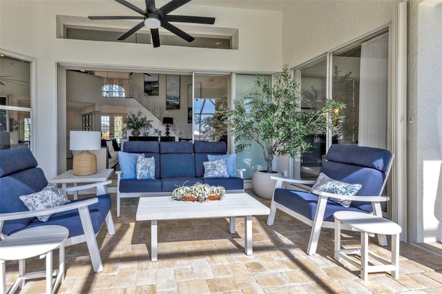 view of patio / terrace featuring outdoor lounge area and ceiling fan