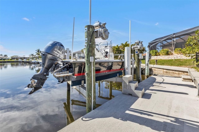 dock area featuring a water view