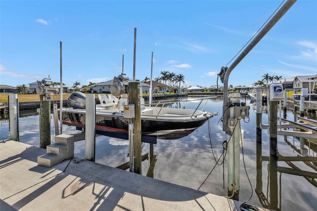 view of dock featuring a water view