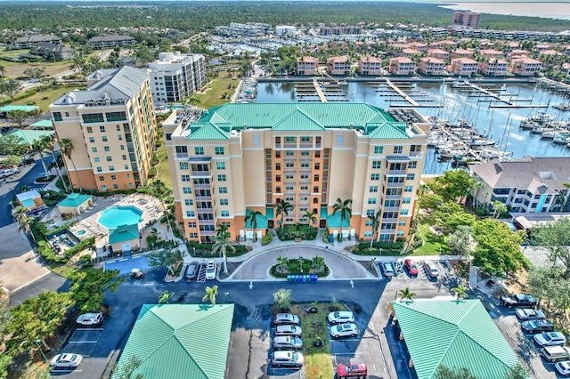 bird's eye view featuring a water view