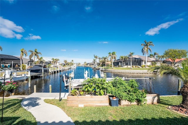 water view with a dock