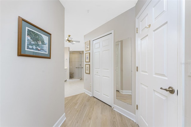 hall featuring light hardwood / wood-style flooring