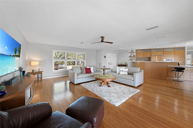 living room featuring light hardwood / wood-style floors