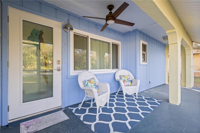 view of patio / terrace with ceiling fan