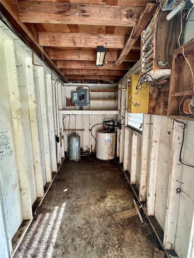 storage room featuring water heater