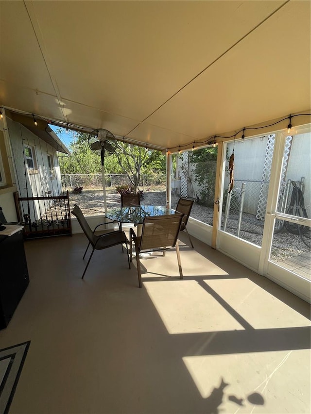 view of unfurnished sunroom