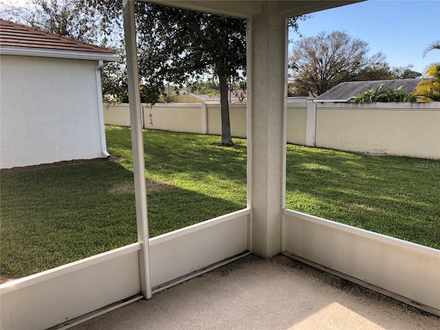 view of unfurnished sunroom