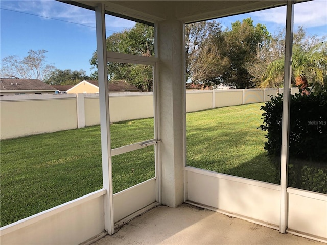 view of unfurnished sunroom