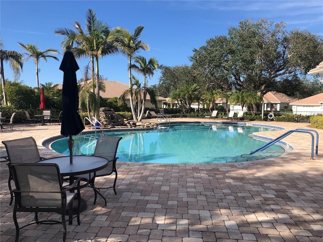 view of pool featuring a patio