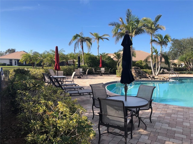 view of pool featuring a patio area