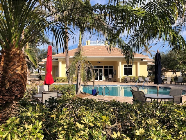 view of pool featuring a patio