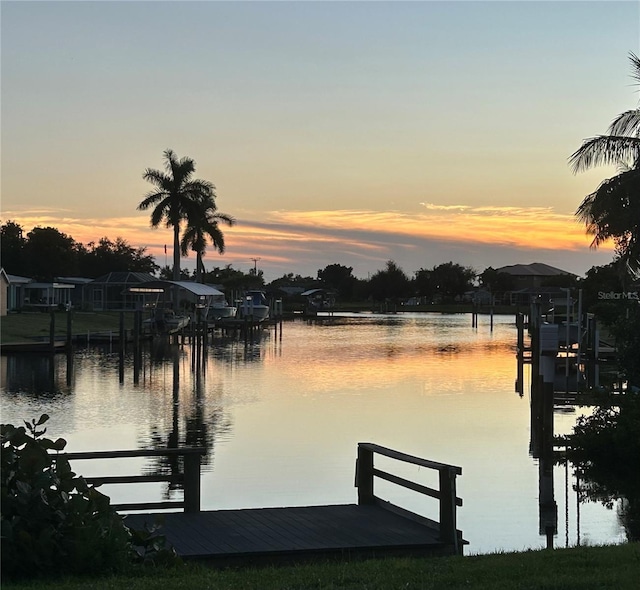 water view featuring a boat dock