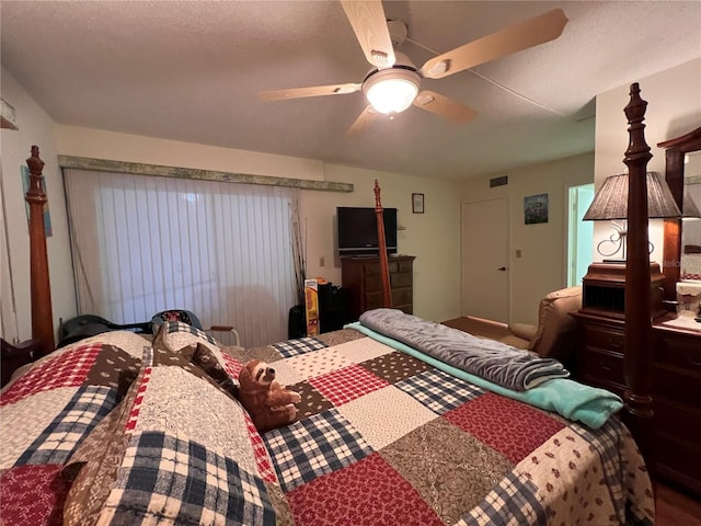 bedroom with a closet and ceiling fan