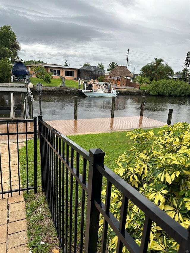 water view with a boat dock