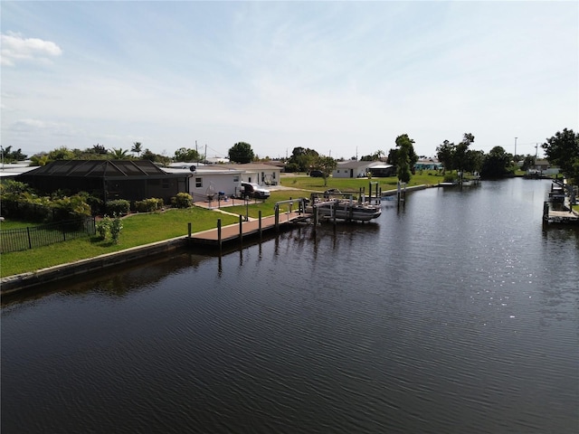 property view of water featuring a dock