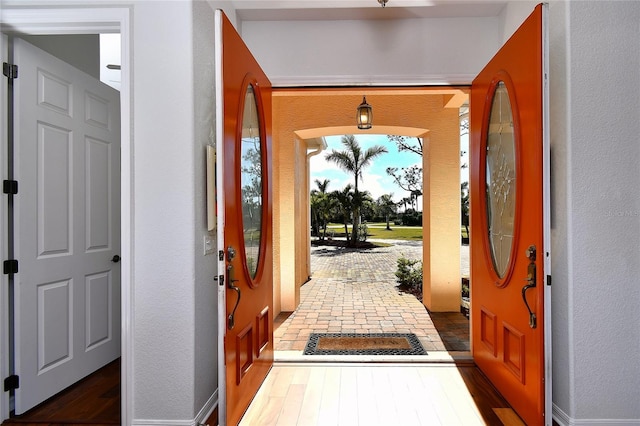 entrance foyer with dark wood-type flooring