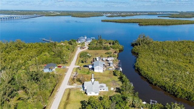 bird's eye view featuring a water view